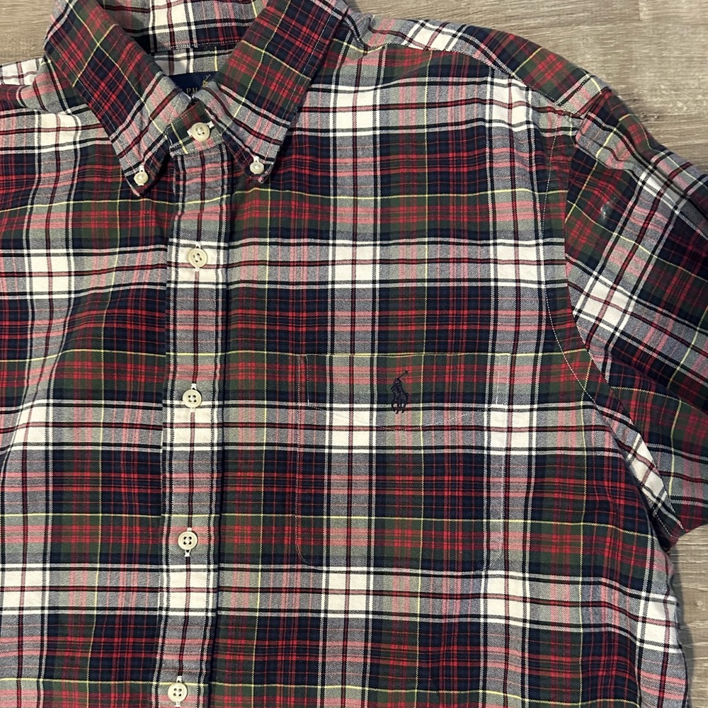 Ralph Lauren Men's Checkered Plaid Button Down Long Sleeve Cotton Shirt Large - Picture 7 of 10